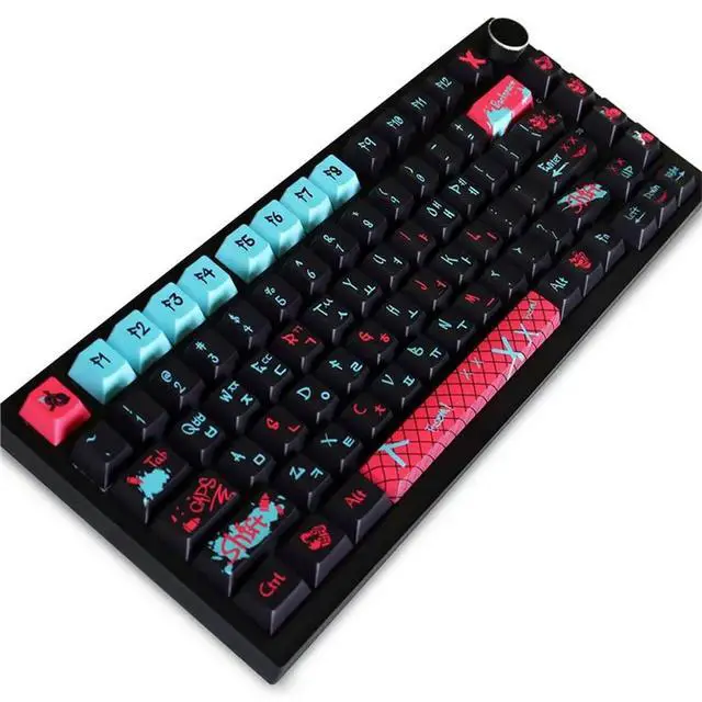 Alt view image 2 of 3 - For Jinx For GH60/GK61 GK64/84/87/96/104/108/980 129 Keys PBT Keycaps For Korean Mechanical Keyboard Profile
