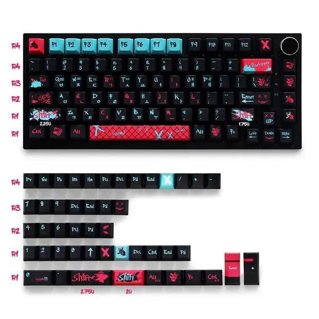 Alt view image 3 of 3 - For Jinx For GH60/GK61 GK64/84/87/96/104/108/980 129 Keys PBT Keycaps For Korean Mechanical Keyboard Profile