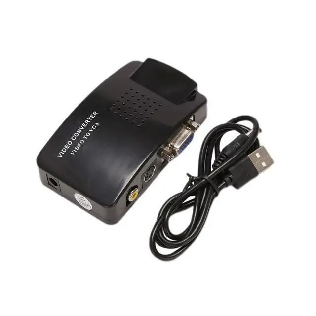 Alt view image 4 of 6 - AV to VGA Adapter RCA VGA Converter PC RCA Composite S-Video AV Input to PC VGA LCD Output Converter Switch Box