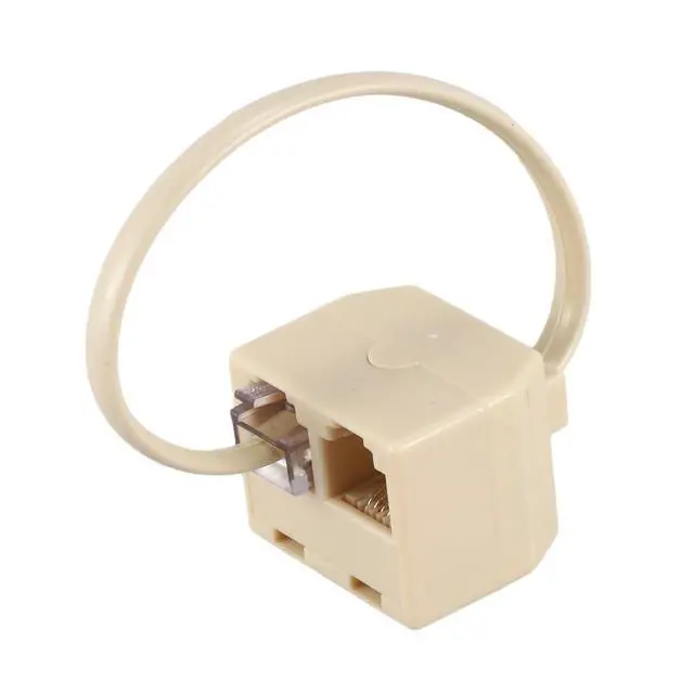 Alt view image 5 of 6 - RJ11 6P4C 2 Way Outlet Telephone Jack Line Splitter Adapter Beige