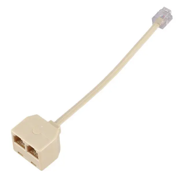 Alt view image 6 of 6 - RJ11 6P4C 2 Way Outlet Telephone Jack Line Splitter Adapter Beige