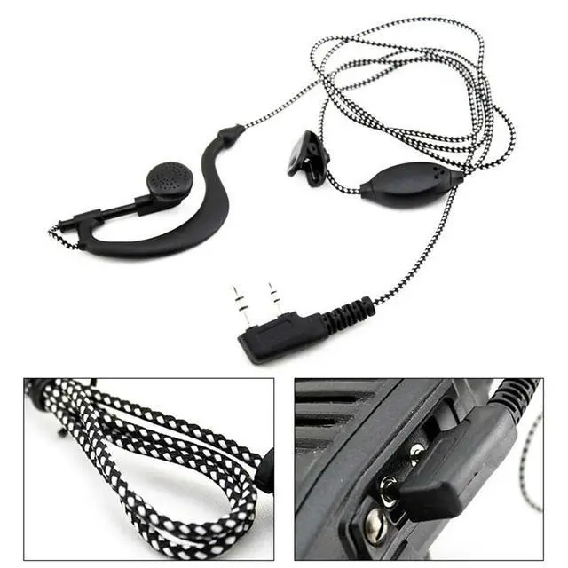 Alt view image 4 of 6 - 2PIN Earpiece Headset Mic for Radio Security Walkie Talkie Ear Hook Earbud Interphone for UV5R