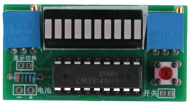 Main image of LM3914 10 Segment 3.7V Lithium 12V Capacity Indicator Module Power Level Tester LED Display DIY Kits