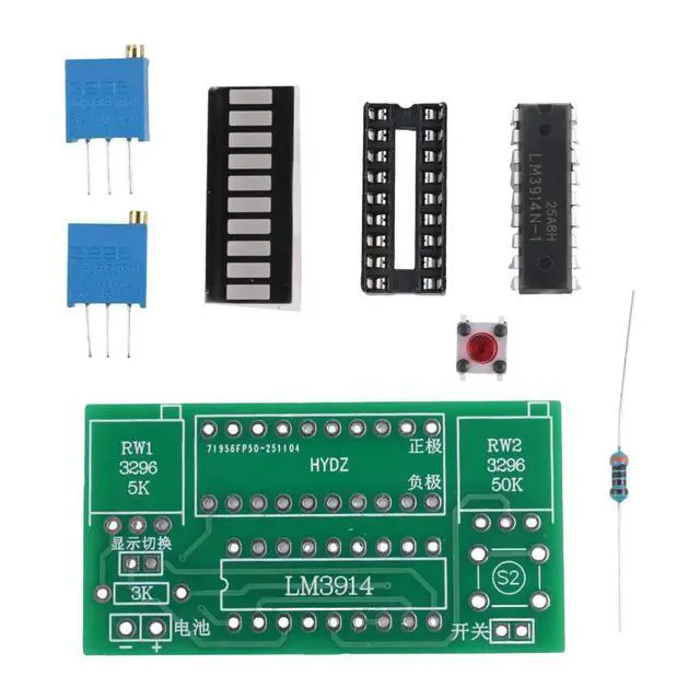 Alt view image 2 of 3 - LM3914 10 Segment 3.7V Lithium 12V Capacity Indicator Module Power Level Tester LED Display DIY Kits