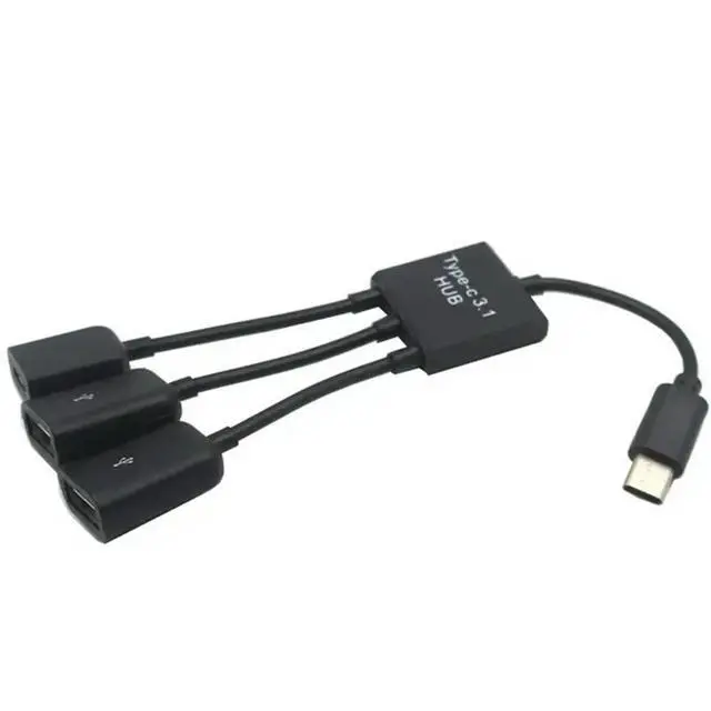 Alt view image 4 of 6 - Micro USB Type C HUB Male to Female Double USB 2.0 Host OTG Adapter Cable for phone Computer Tablet 3 Port