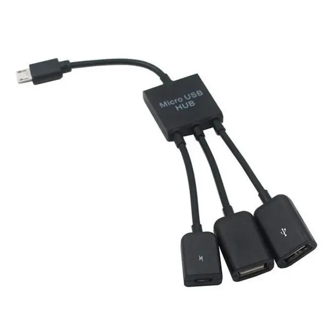 Alt view image 5 of 6 - Micro USB Type C HUB Male to Female Double USB 2.0 Host OTG Adapter Cable for phone Computer Tablet 3 Port