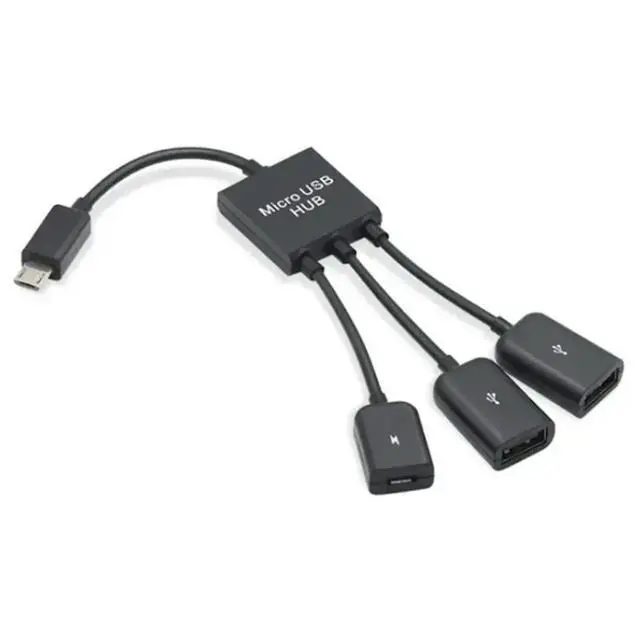 Alt view image 6 of 6 - Micro USB Type C HUB Male to Female Double USB 2.0 Host OTG Adapter Cable for phone Computer Tablet 3 Port