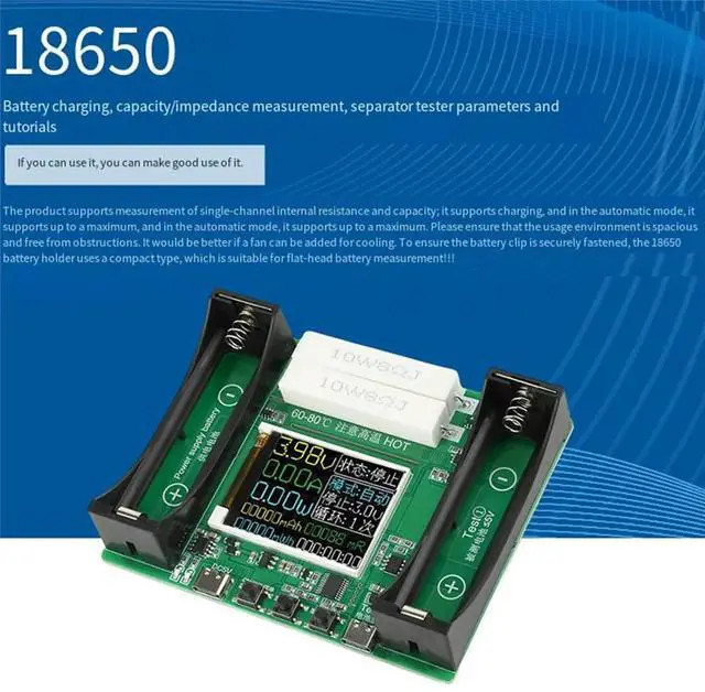 Main image of 21700 Lithium Capacity Tester Internal Resistance Detector Type-C 2 Channel Power Detector