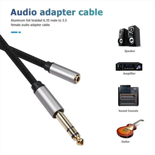 Alt view image 3 of 3 - Audio Adapter 6.35mm 1/4 Male to 3.5mm 1/8 Female Stereo Jack for Amplifiers, Guitar, Keyboard Piano, Home Theater 30CM