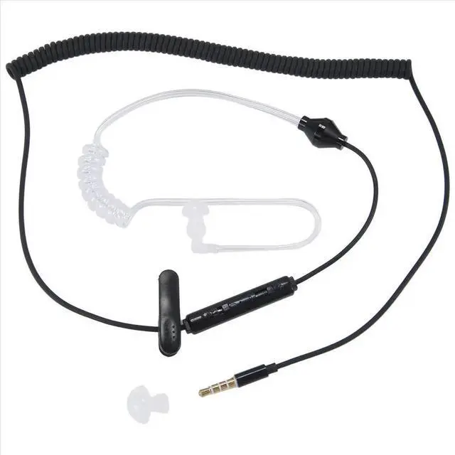 Alt view image 6 of 6 - Single Side Earphone In-Ear Stereo Mono Earbud Headphones Noise Isolating Earbuds with Mic Spring Coil Reinforced Cord