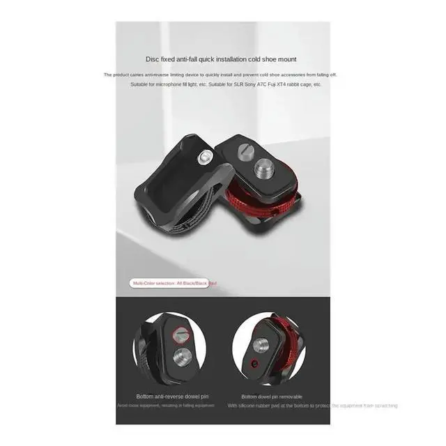 Alt view image 5 of 6 - Hot Shoe Adapter 1/4 Safety 360 Rotatable for DSLR Camera Rig Mic Monitor Flash Light Cold Shoe Mount,Type A