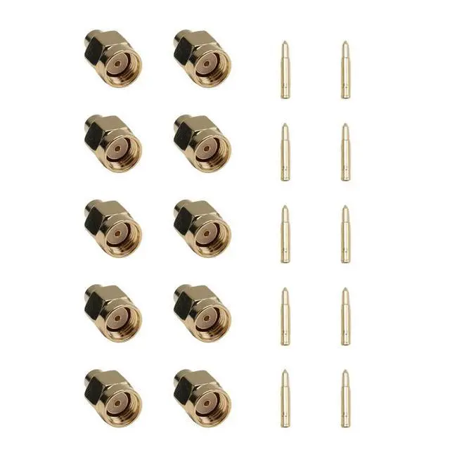 Alt view image 5 of 6 - 10x SMA male plug solder Coax connector for semi-rigid RG402 0.141 inch cable Gold