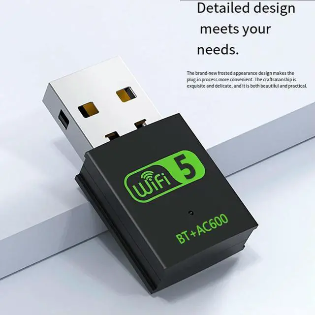 Alt view image 4 of 6 - 2 in 1 USB Bluetooth Adapter 600Mbps Dual Band 2.4G/5GHz Wi-Fi 5 Dongle High-Speed Network Card for Laptop
