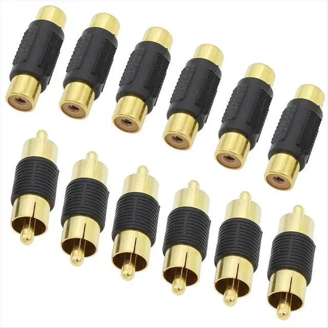 Alt view image 4 of 4 - Adapter 6 Female to Female Couplers + 6 Male to Male Couplers Gold-Plated Adapters for Cable Extensions