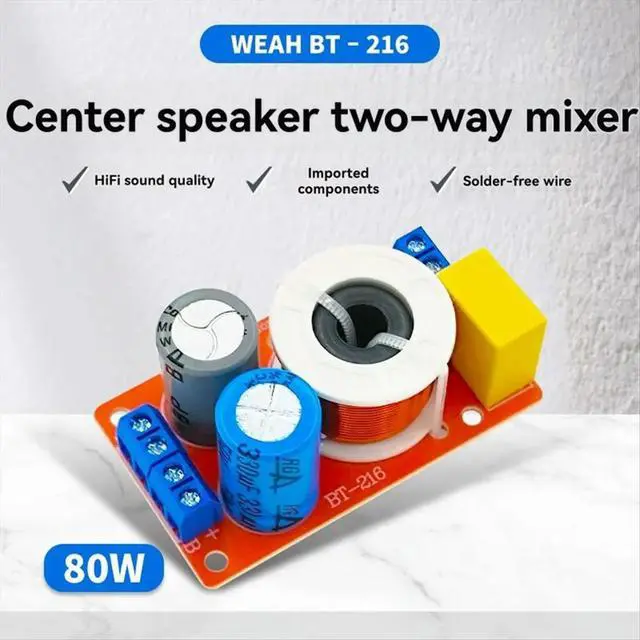 Alt view image 6 of 6 - 80W Audio Speaker Crossover High Low Two-Way Audio Crossover Home Speakers Filter for Center Bookshelf Speaker