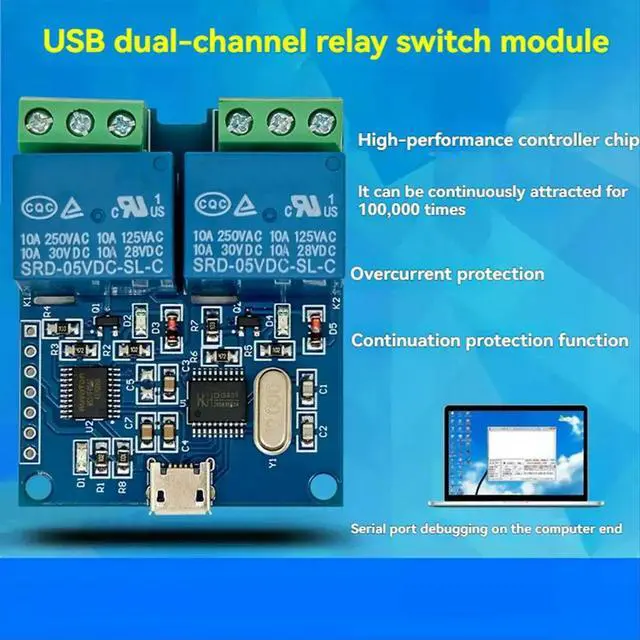 Alt view image 3 of 3 - LCUS-2 Type Two-Way USB Relay Module ligent Control USB Switch USB Control Relay for Electronics