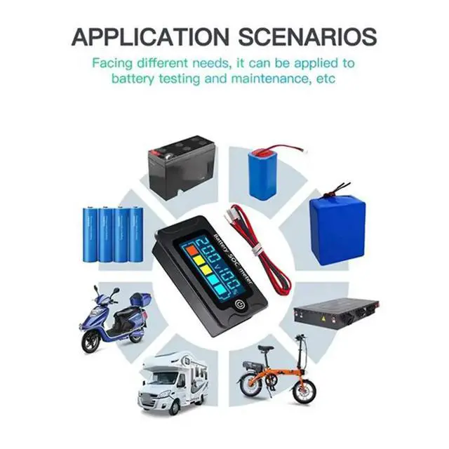 Alt view image 4 of 6 - PZEM-00 Waterproof Digital LCD Voltmeter Capacity Tester Voltage Indicator DC8-100V 12V 24V 36V 48V 72V