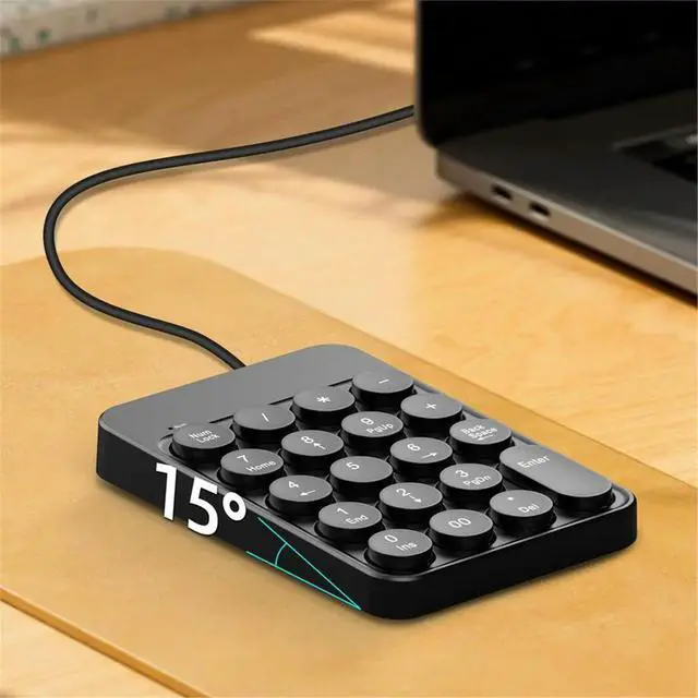 Alt view image 4 of 6 - 19 Keys Wired Number Keypad Mini USB Numeric Keypad Multifunctional Number Pad Keyboard for Laptop PC Desktop