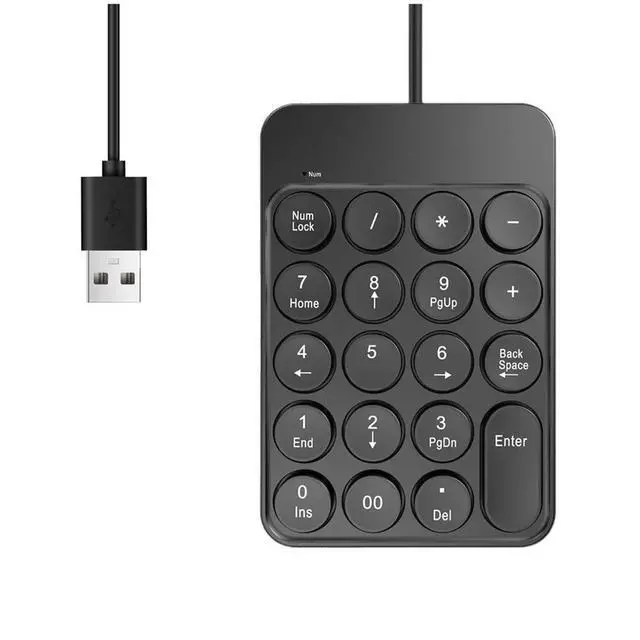 Alt view image 5 of 6 - 19 Keys Wired Number Keypad Mini USB Numeric Keypad Multifunctional Number Pad Keyboard for Laptop PC Desktop