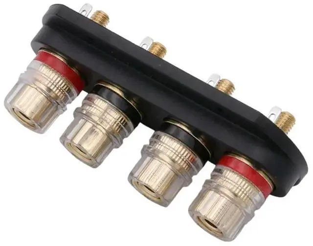 Alt view image 5 of 6 - Speaker Amplifier Output 4 Position Terminal Block Speaker Gold-Plated Audio External Banana Socket Connector