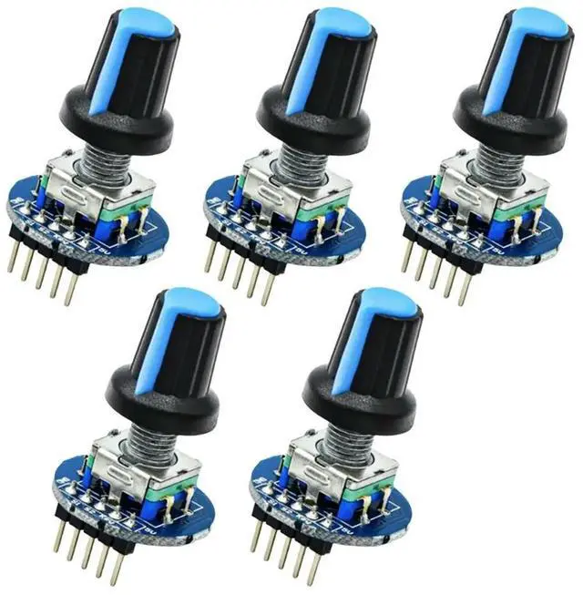 Alt view image 5 of 6 - 5PCS EC11 Rotary Encoder Module 5V Push Button Switch 360 Degree Rotation for DIY Projects with Knob Cap