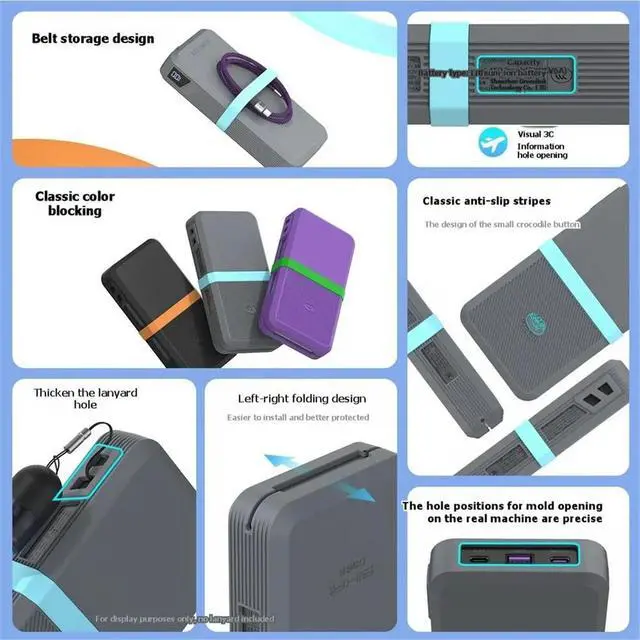 Alt view image 4 of 6 - for 145W 25000mAh PowerBank Anti-Slip Shockproof Protective Cover Full Port Access Button Protection Black,