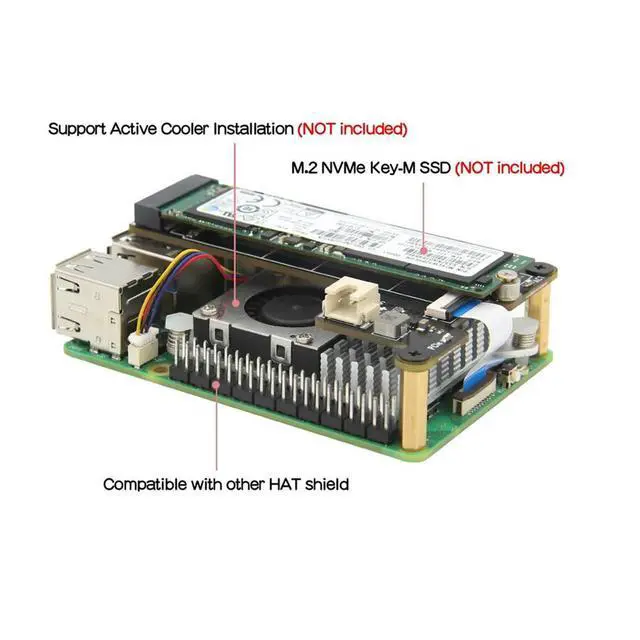 Alt view image 6 of 6 - X1001 M.2 NVMe SSD Shield PCIe Peripheral Board Compatible with for 5