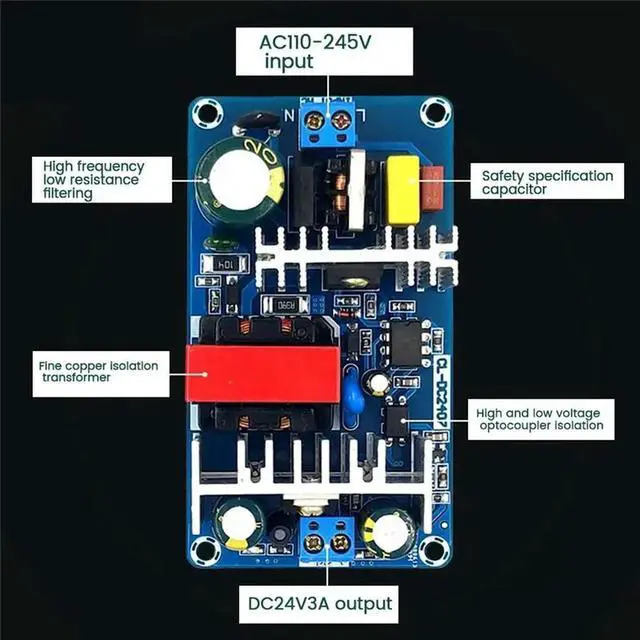 Alt view image 6 of 6 - 24V 3A Switching Power Board 70W Isolated Power Module AC-DC Built-in Module 110V/220V to 24V