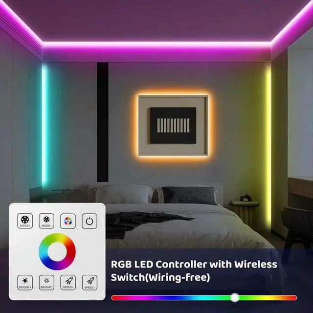 Alt view image 4 of 6 - Touch Panel RGB LED Controller Kit, RGB LED Strip Lights Controller with Remote, for 5V 12V 24V 4-PIN