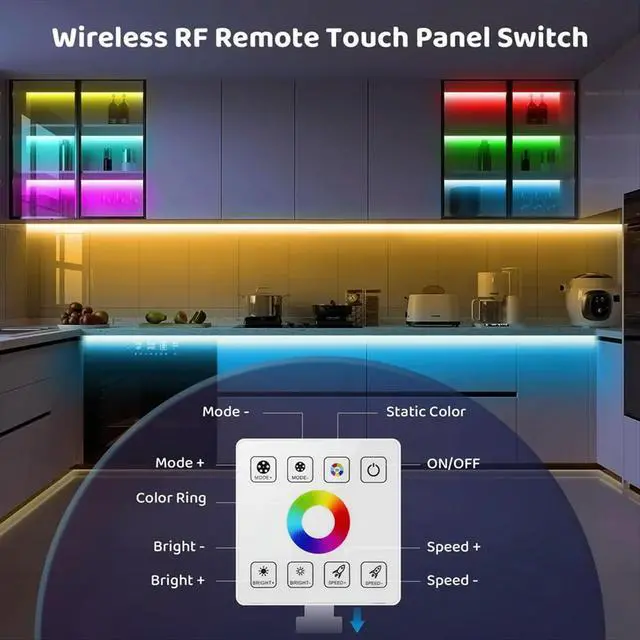 Alt view image 6 of 6 - Touch Panel RGB LED Controller Kit, RGB LED Strip Lights Controller with Remote, for 5V 12V 24V 4-PIN