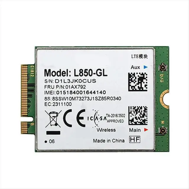 Alt view image 5 of 6 - L850- WWAN Card 01AX792 M.2 4G LTE Module for X395 X1 Carbon Gen6 X280 T580 T480s L480 X1 Yoga Gen 3 L580
