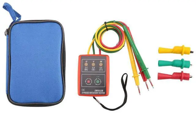 Alt view image 5 of 6 - 3 Phase Sequence Rotation Tester Indicator Detector Meter LED Buzzer with Pouch TD-LED02