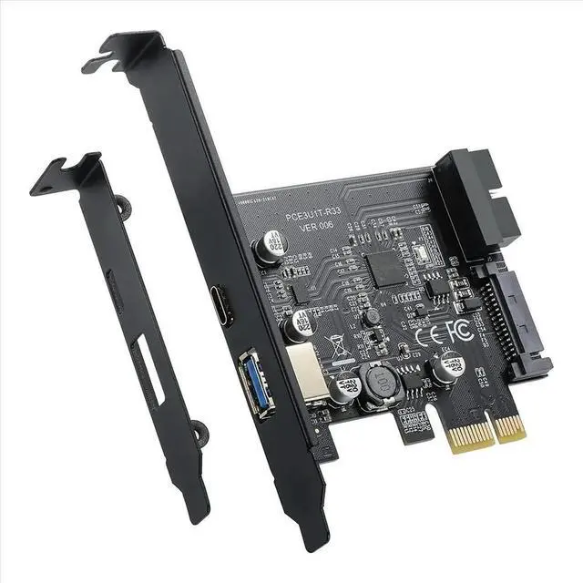 Alt view image 5 of 6 - PCI-E 1X To USB 3.2 Gen1 USB3.2 Type-C Front Adapter Card 2 Ports (Type C+ Type A) Expansion Card