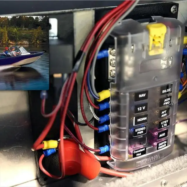 Alt view image 4 of 6 - Car Boat Fuse Box Holder 5026 Blade Fuse Block 32V100A 12 Circuit with Ground and Cover