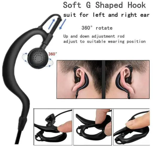 Alt view image 4 of 6 - 10Pcs G Shape Earpiece Headset PTT with Mic for 2 Way Radio CP040 CP200 Walkie Talkie Earphone