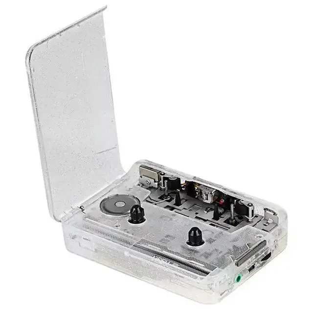 Alt view image 6 of 6 - Cassette Player Full Transparent Shell Cassette to MP3 Format Tape Player Plug and Play Audio Digital Player for Music