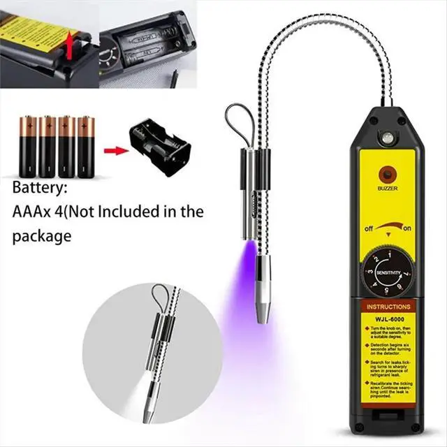 Alt view image 4 of 6 - -6000UV Leak Detector Freon Leak Detector R22 R410A R134A R1234YF Refrigerant Gas Air Conditioner Tester Tool