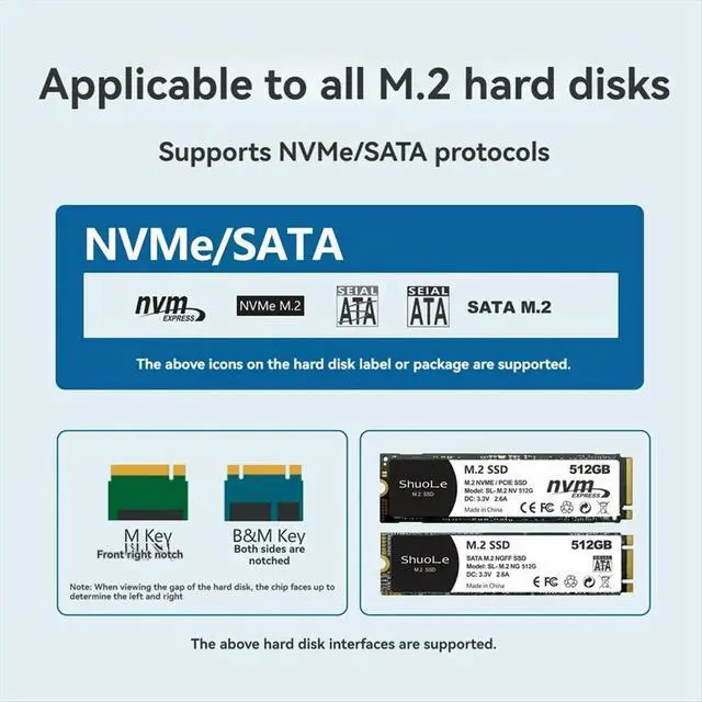 Alt view image 4 of 6 - M. 2 NVME/NGFF Dual Protocol SSD Enclosure with Display Screen ligent Digital Health Detection Type-C 3.2 10Gbps