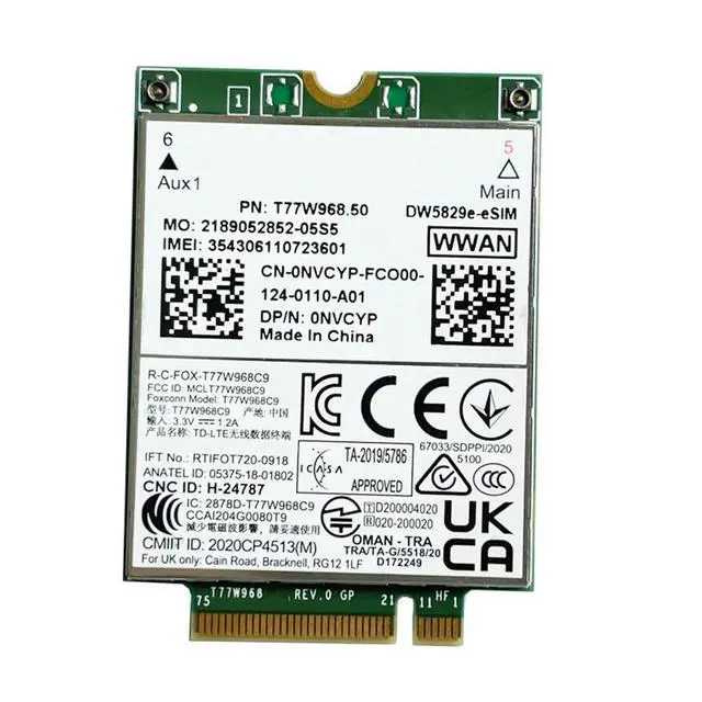Alt view image 2 of 3 - T77W968.50 DW5829e-ESIM M.2 4G Modem Module Cat9 450Mbps TDD-LTE 4G Module for 7320 7330 7520 7530 7430 Laptop