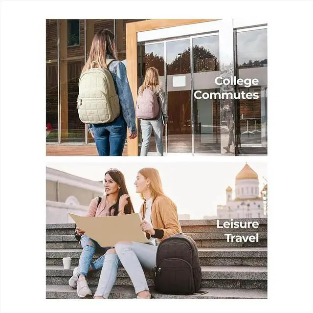 Alt view image 3 of 3 - 15.6in Laptop Bag College Backpack High Capacity School Backpack Cute Girl Travel Book Bag Female Fashion Ladys Pink