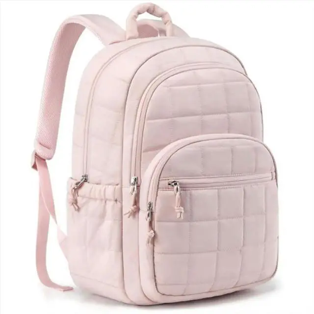 Alt view image 2 of 3 - 15.6in Laptop Bag College Backpack High Capacity School Backpack Cute Girl Travel Book Bag Female Fashion Ladys Pink