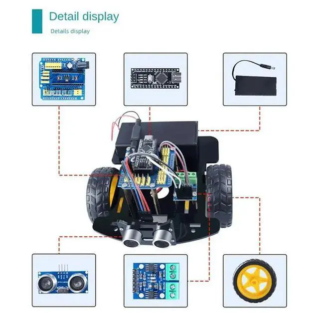 Alt view image 3 of 3 - Car Robot Programming Kit DIY Electronic Kit Car Robot Kit Programming Learning Programming Kit