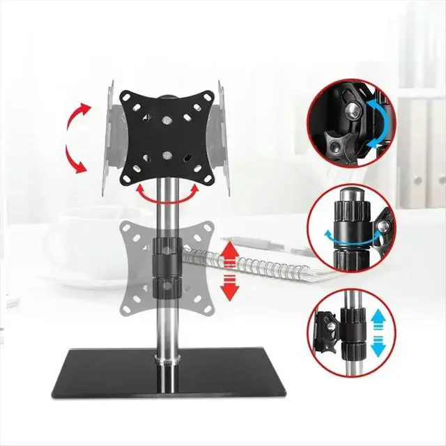 Alt view image 3 of 3 - Universal Tv Stand Adjustable Table Top Tv Stand for 14-27 Inch Led Height Screen Holder Tv Base Stand with Base