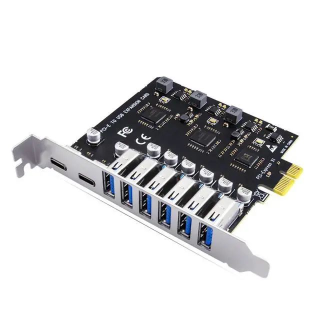 Alt view image 2 of 3 - USB 3.2 and Type C PCI-E Expansion Card PCIE to USB Controller 6Port + 2Port USB-C 3.2 PCI-E Card Adapter