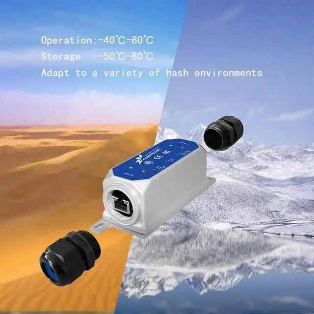 Alt view image 3 of 3 - Outdoor Multi Gigabit POE Surge Protector Waterproof IP67 10KV SPD Lightnings-Protection Arrester 2.5G