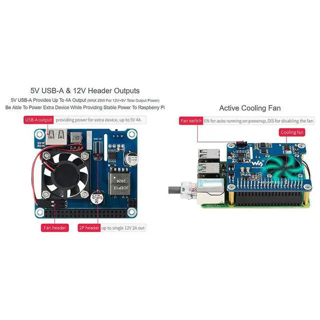 Alt view image 3 of 3 - POE HAT (C) for 4B/3B+, Power Over Ethernet HAT, Support IEEE 802.3Af/At-Compliant Network