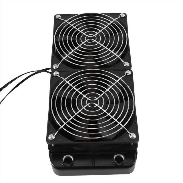 Alt view image 2 of 3 - Aluminum 2 Fans 240mm 10 Pipe Water Cooling Cooler Computer Radiator with Fan for CPU PC Water Cooling System, Threaded