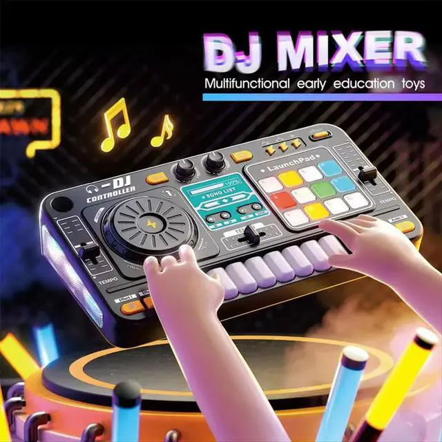 Alt view image 3 of 3 - Children Simulation Multifunctional DJ Mixer Controller Electronic Organ DJ Player Music Entertainment Toy