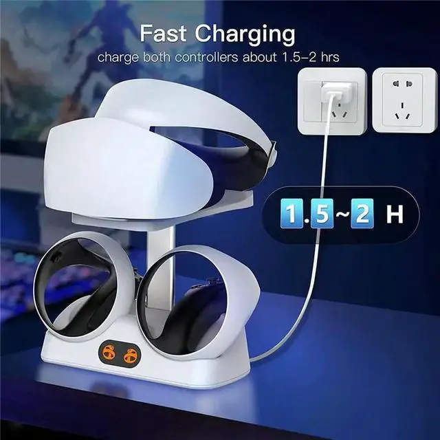 Main image of Charging Station for PSVR2 Controllers with Headset Holder, Virtual Reality Charger Stand Dock for PSVR2 Headset Display