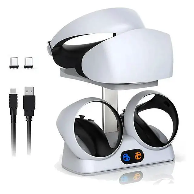 Alt view image 2 of 3 - Charging Station for PSVR2 Controllers with Headset Holder, Virtual Reality Charger Stand Dock for PSVR2 Headset Display
